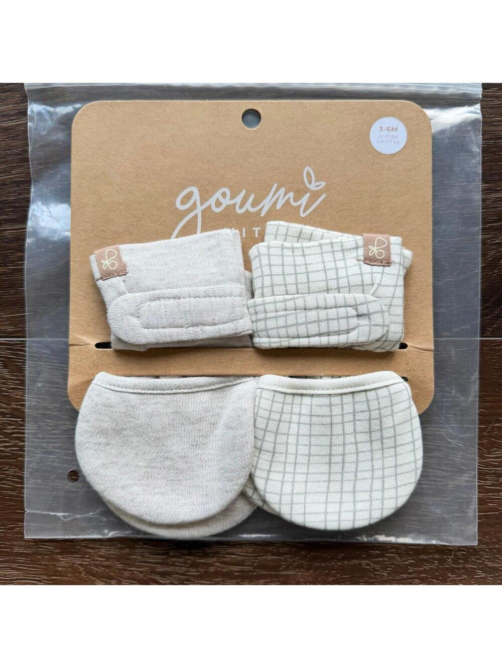 NWT Goumi Kids Baby Mitts Set Gridlock & Storm Gray SZ 3-6mo Green Bamboo Mitten